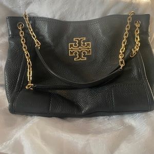 Authentic Tory Burch Britten Small Tote in Black